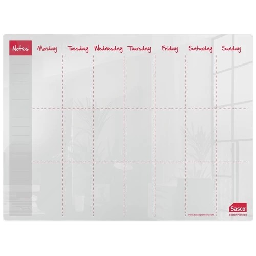 Sasco Semi Opaque Acrylic Mini Whiteboard Weekly Planner Desktop 600x450mm 24101