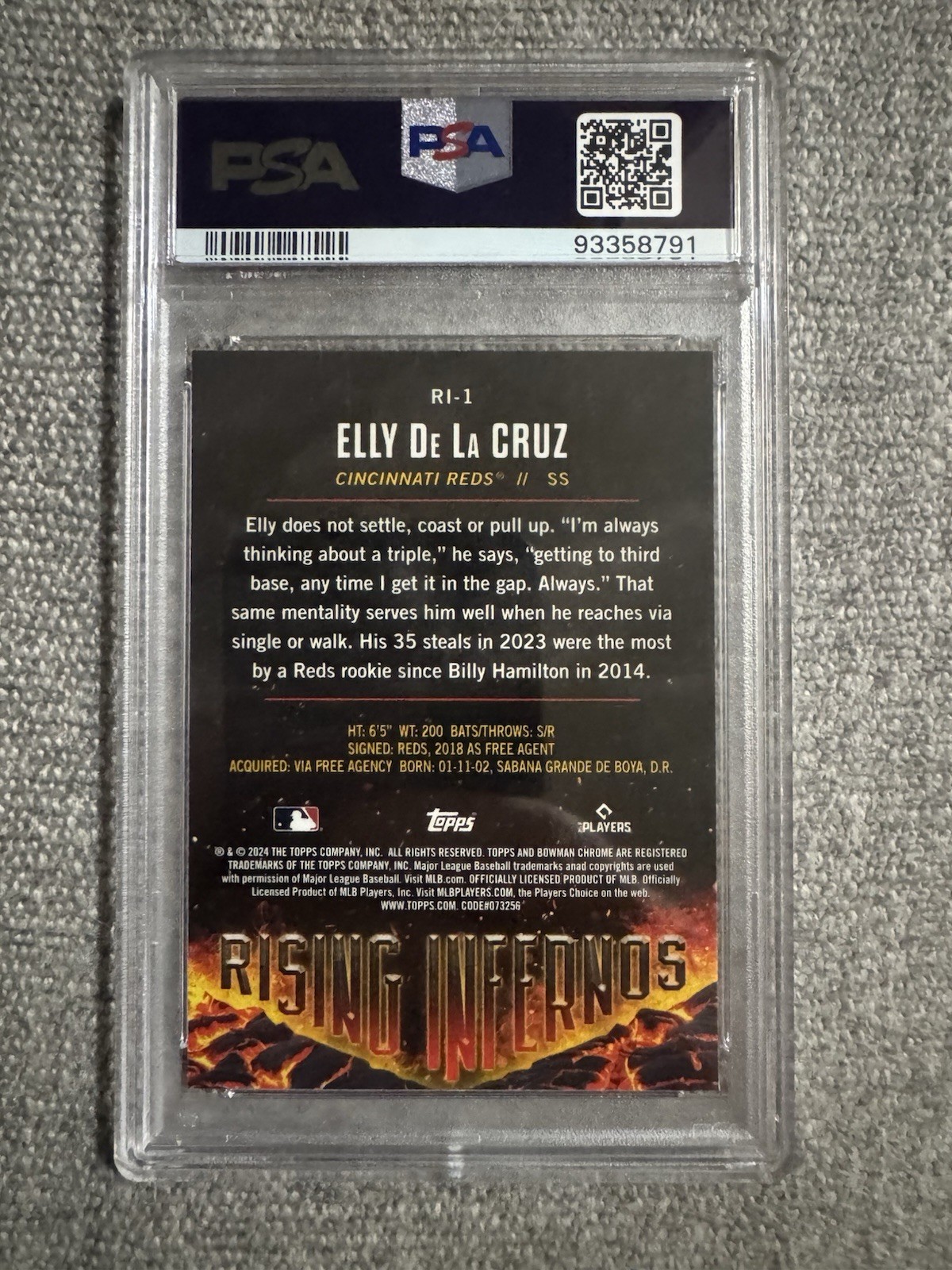 Topps 2024 Bowman Rising Infernos Elly De La Cruz RC #RI-1 PSA 10 MLB view 2