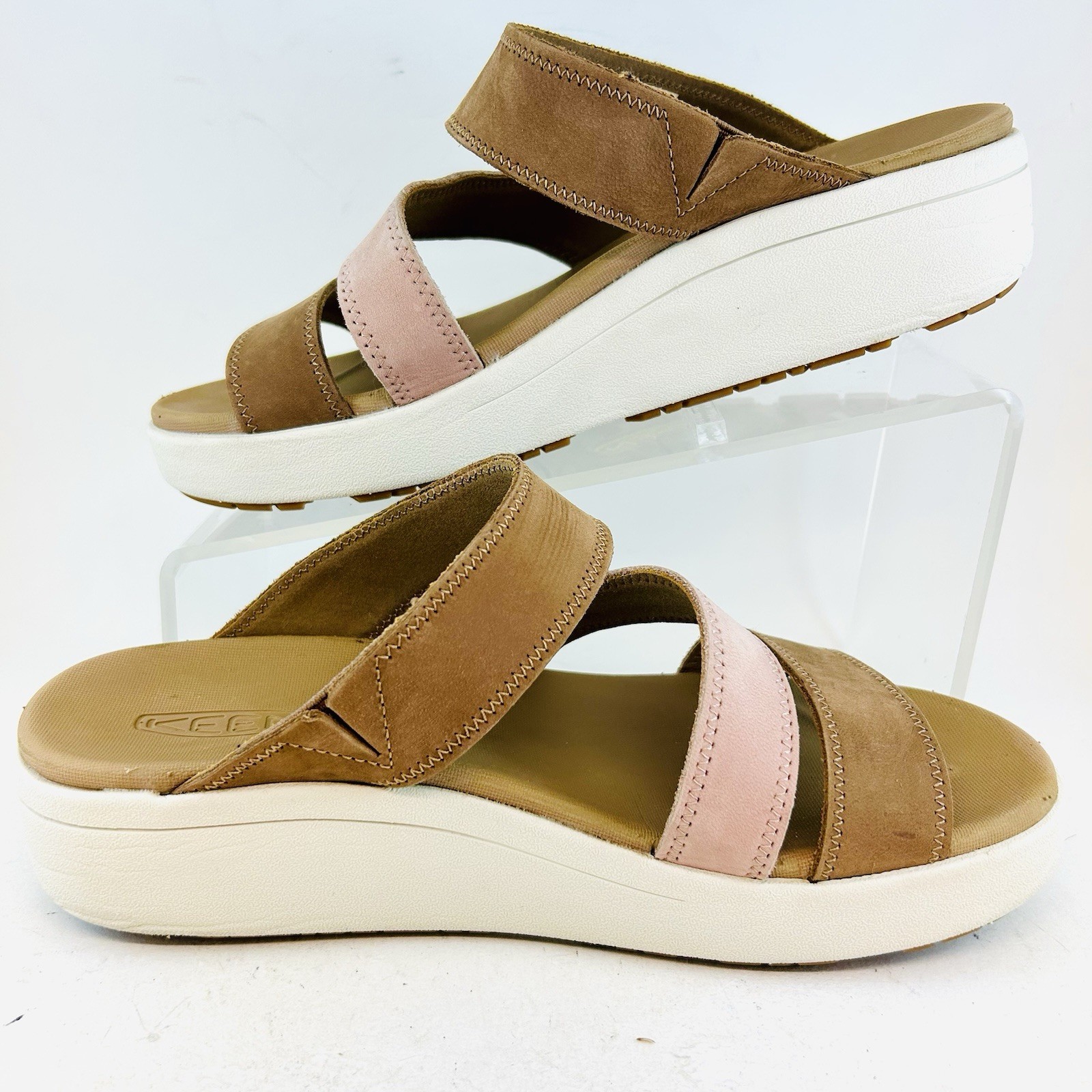 Keen Ellecity scivoli tre cinturini rosa fulvo marrone cocco tostato taglia 8 5 39