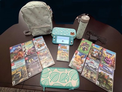 Nintendo Switch Lite Animal Crossing Ed Timmy & Tommy leaf 13 Games Bag Case Lot