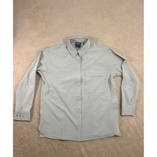 Prana Long Sleeve Snap Button Up Shirt Light Gray Performance Outdoor Mens Small