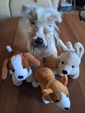 Plush dogs lot of 4, includes 1 vintage terrier