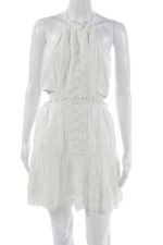 Love Shack Fancy Women Mini Halter Tie Waist White Cotton Dress Size M