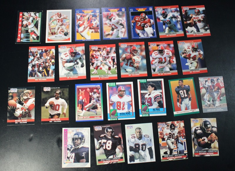 95ct Random Atlanta Falcon Football Cards, Rookie, Base, & Bulk Card Lot