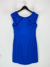 Apricot Blue Plain Short Bodycon Sleeveless Bow Detail Dress Zip Back S