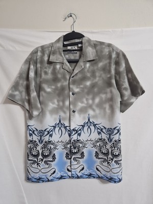Pineapple Connection Grau Drache Knopfleiste Kurzarm Hemd Jungen Medium
