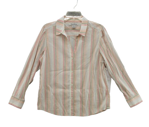 Tommy Bahama Womens Blouse Small SW321074 Mango Tango L/S Shirt Cotton Blend New