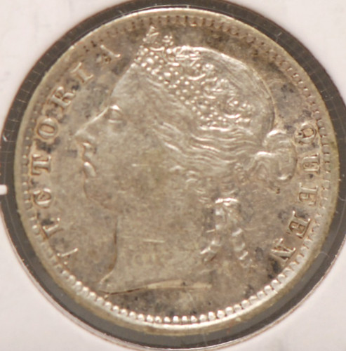 Straits Settlements 1888 1 Cents, KM11, silver, EF, spot, NR, 7-30