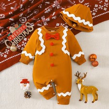 Toddler Boys Christmas Romper Baby Party Bodysuit Gentleman Jumpsuit Hat