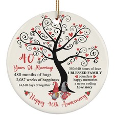 40 Years Love Story Ornament Happy 40th Anniversary Gnome Couple Christmas Gift
