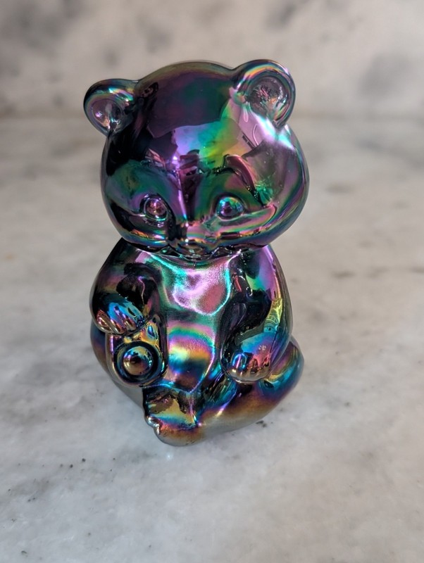 Vintage Fenton Carnival Opalescent Glass  Bear Cub Figurine