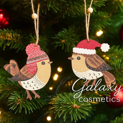 Traditioneller Holz Rotkehlchen Dekoration hängender Christbaumschmuck - 2er Pack