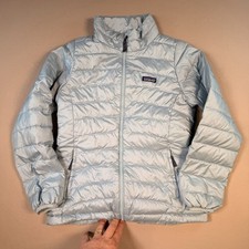 Patagonia Kids Nano Puff Quilt Jacket Coat Size 14 XL Light Blue Puffer