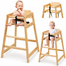 2 Pack Wooden High Chairs for Babies and Toddlers, Restaurant-Style Stackable Hi