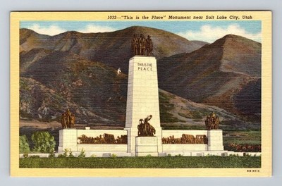 Salt Lake City UT-Utah, Monument, ''This is the Place'', Vintage Postcard