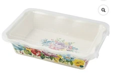 The Pioneer Woman Ceramic Baker  12” X 8” Sweet Romance Ruffled Edge W Lid