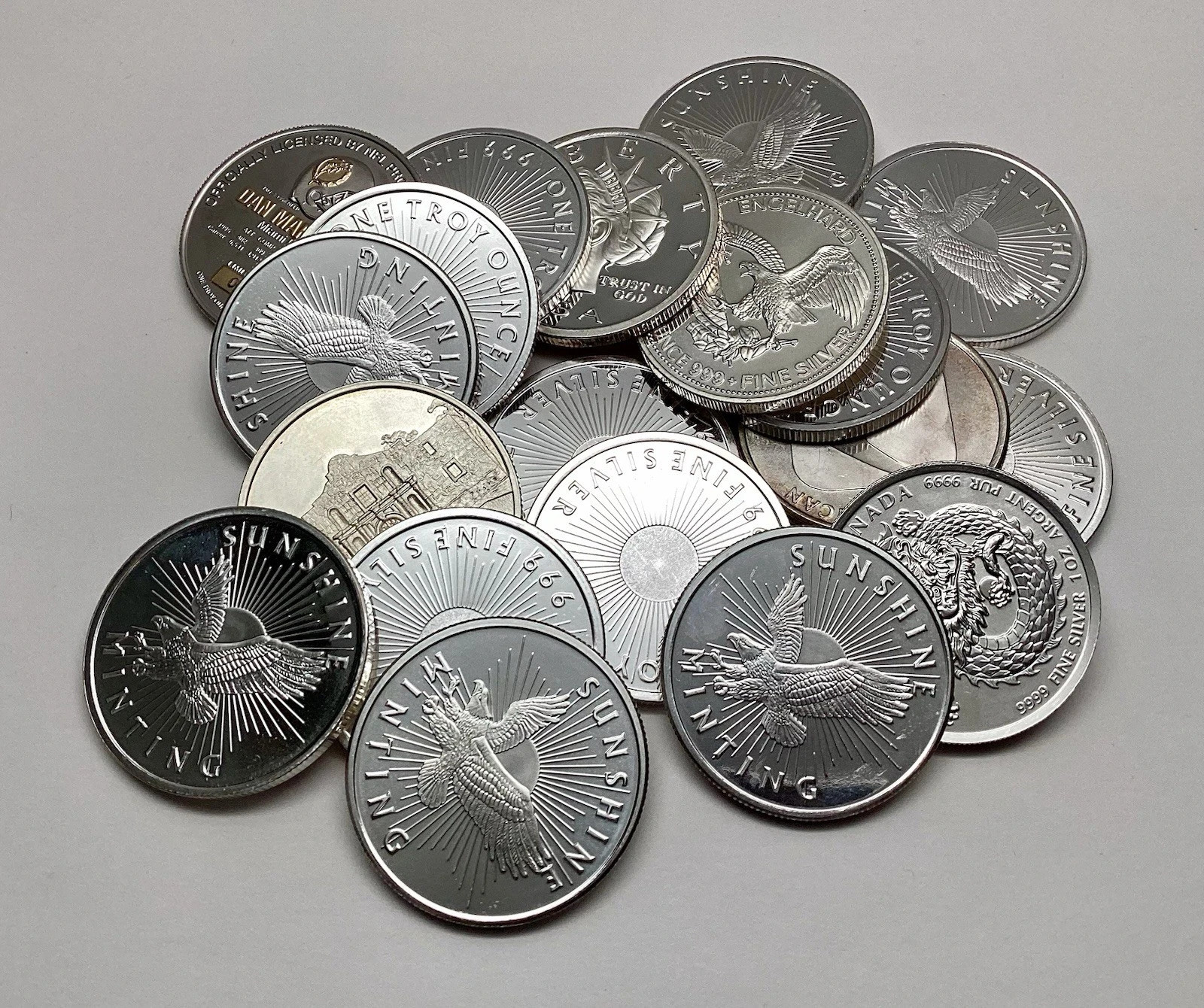 Roll Of 20 1 oz .999 Silver Rounds  Assorted Mints, Varied Conditions Our Choice