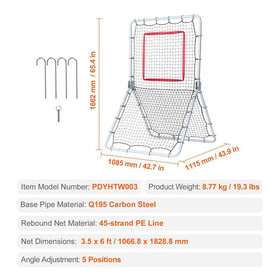 Baseball and Softball Rebounder Net, 3.5 X 6 Ft. Pitchback Baseball Pitching Nes
