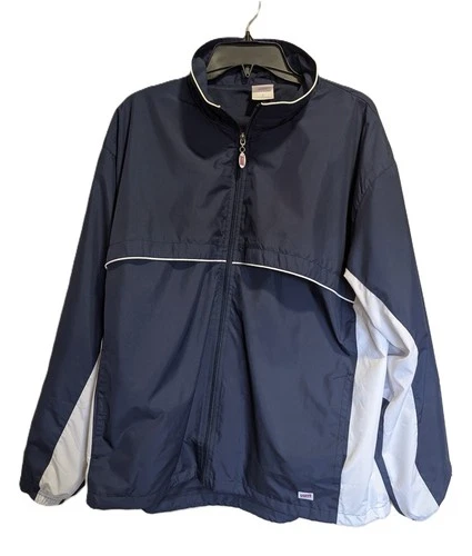 Soffe Blue White Full Zip Lightweight Windbreaker Jacket Mens' Large - product listing photo