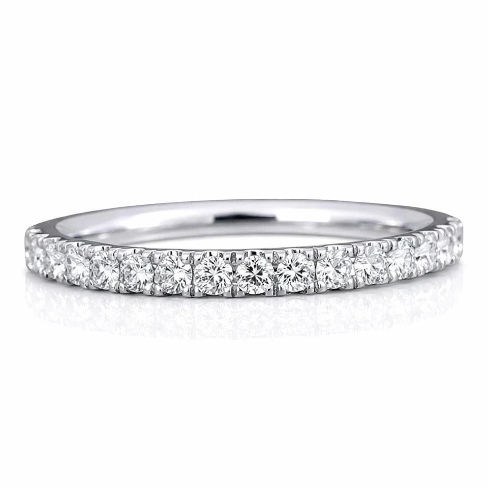 2MM Gold Band Lab Grown Diamond Half Eternity Ring D-E/VVS UK Made & Hallmarked - Image 1 of 4