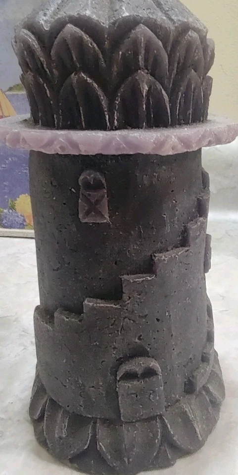 Vela castillo torre medieval grande vintage tierra y mar 9" grises sin usar Foto 3 de 4