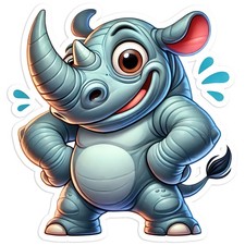 Cute Rhino Rhinoceros - Vinyl Decal Sticker - Car Window Laptop - 454