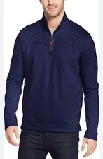 GH Bass Men's Large Blue Cotton Blend Long Sleeve 1/4 Zip Pullover Comfort