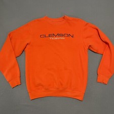 Vintage Orange Clemson University Tigers Sweatshirt Medium Football Embroidered
