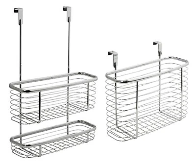 BLUE CANYON Metal Caddy Hook Over Door Basket Hanging Shower Kitchen Tidy Bin Storage Rack