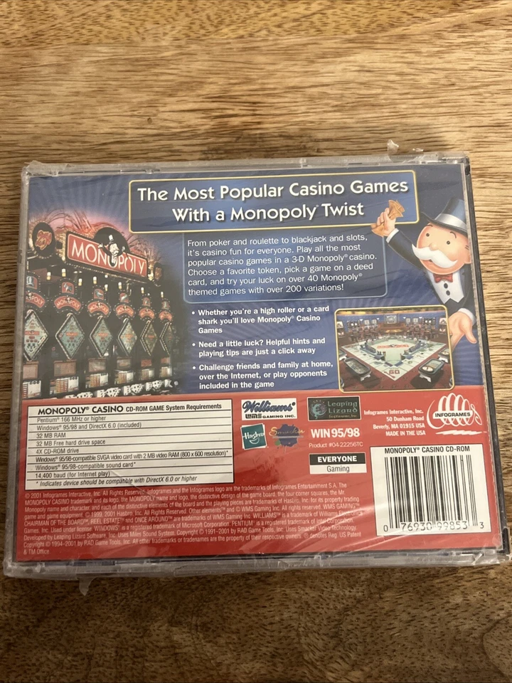 Monopoly Casino Video Game Pc Cd-ROM E-Everyone (Sealed) - Image 3 of 4
