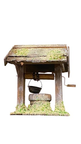 Krippenzubehör Brunnen mit Schindeldach aus Holz , Weihnachtskrippe, Ziehbrunnen - Bild 4 von 5