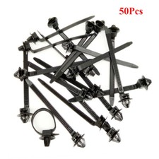 Sujetador de cable automotriz de nailon de 50 piezas con cremallera y clip de tubo arnés broches de presión negro*