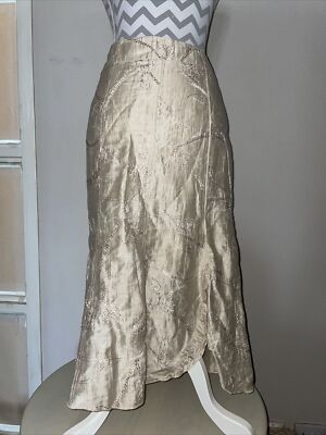 BNWTS Gerry weber Skirt 14 Uk Embroidered Gold Wedding Party Rock Cuba 40 - 29 L
