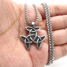 MENDEL Mens Irish Celtic Trinity Knot Triquetra Pendant Necklace Stainless Steel