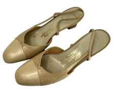 6.5 Vintage Massaro Paris Nude Beige Sling Captoe Couture Bespoke