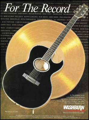 1988 Washburn EA-40 black electric/acoustic guitar advertisement 8 x 11 ad print