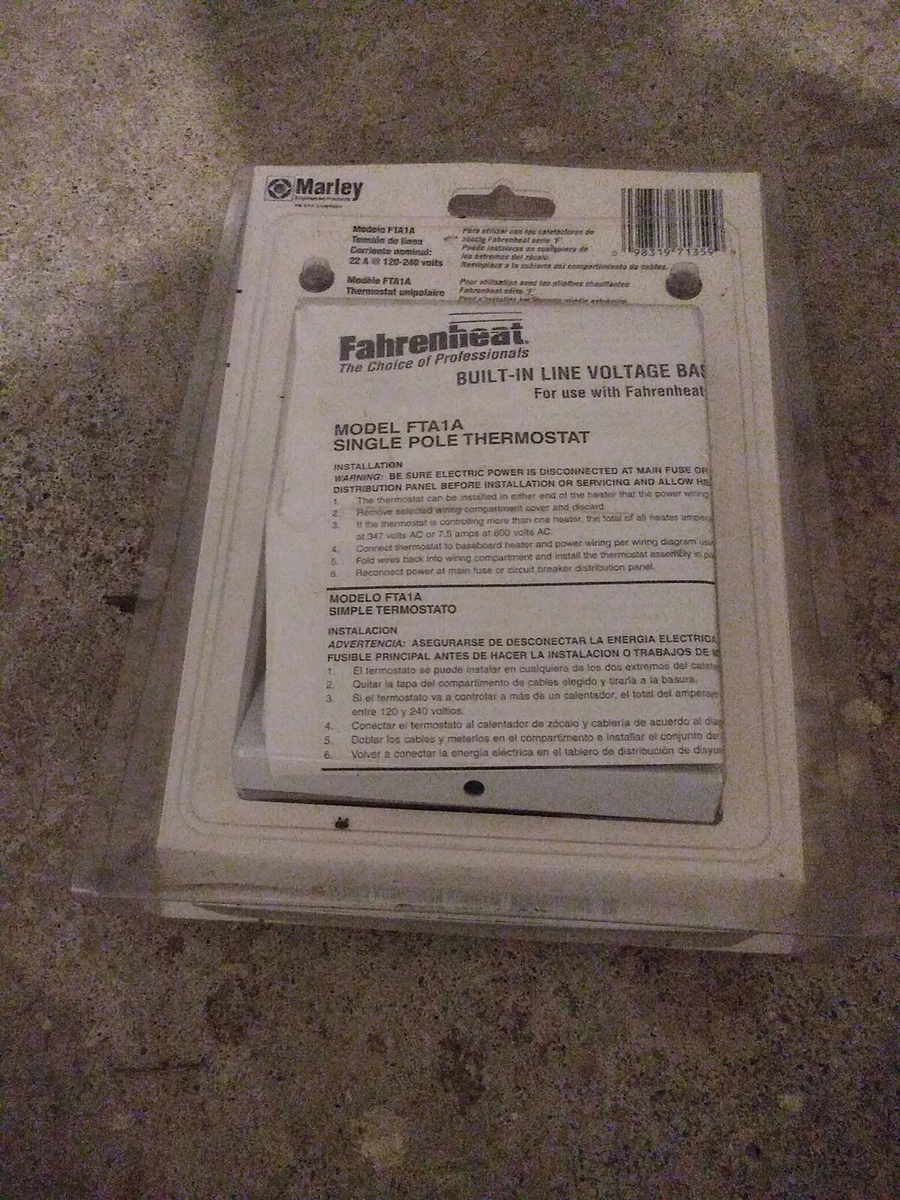 Fahrenheat Single Pole Thermostat Output 22A at 120-240V For F2500 Heaters  FTA1A | eBay