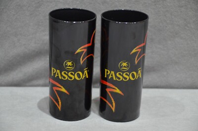 2x Passoa Passion Fruit Liqueur Highball Long Drink Black Glass Cocktail 250ml