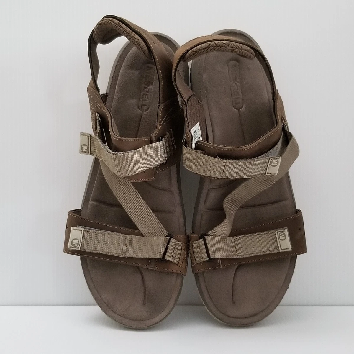 Merrell Men’s Air Cushion Leather Flip Flops Brown Comfort Sandals Size 14 NWOT Merrell Men main image 2