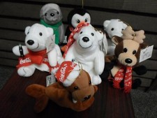 Huge Lot of 7 Coca Cola Holiday Beanie Plush Polar Bears Seal Penguin MORE