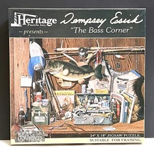 THE BASS CORNER Fishing PUZZLE 550 Sealed Pieces DEMPSEY ESSICK Heritage 24 x 18