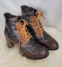 SOCOFY Desert Retro Casual Short Leather Ankle Boots Heel Zipper Shoes 37 US 6/7