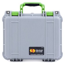 Silver Lime Green Pelican 1400 case with foam.