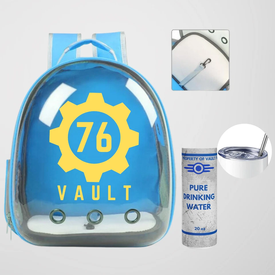 Retro Style Big Backpack Property of Vault Style W Tumbler W Straw Old Style - Image 3 of 3