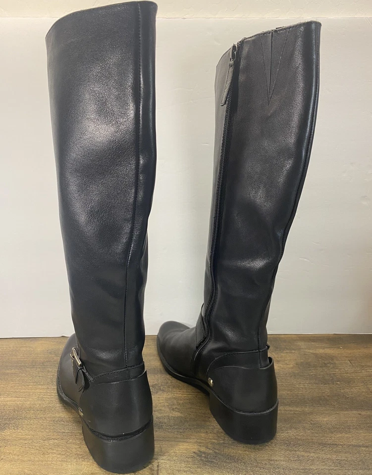 DELMAN SOAR 黑色皮革高设计师及膝骑行靴 7 — 第 3/4 张图片