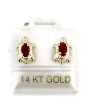 14K Gold Turtle Stud Earrings With CZ, 14k Girl Earrings, Turtle Stud Earrings