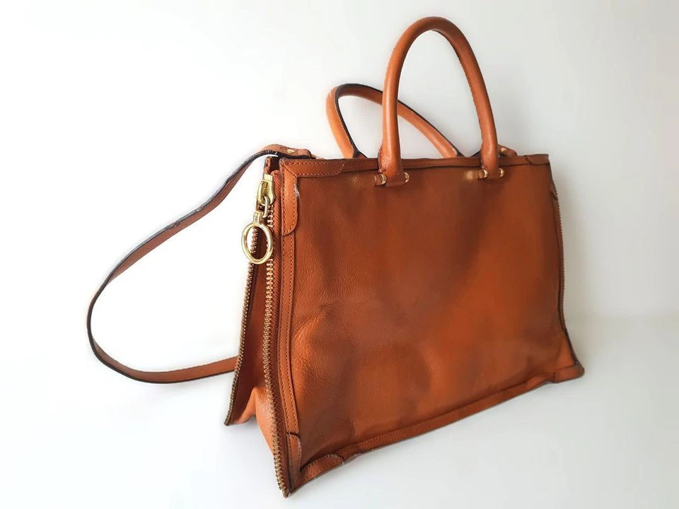 Ralph Lauren Leather Business Bag Briefcase Shoulder Bag Brown Gold W39 x H25cm - Image 3 of 4