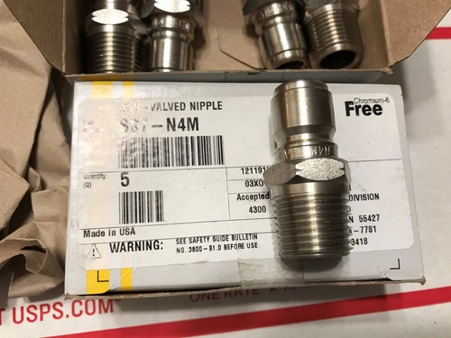 (1) PARKER SST-N4M,1/2", 3000 Lb., 303 S/S Non-Valved Nipple (S-37) - Picture 2 of 4