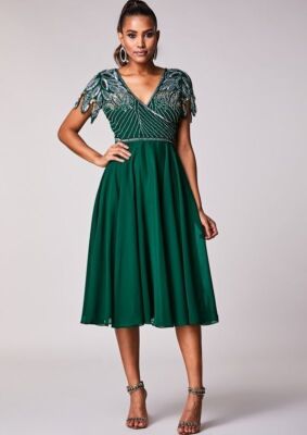 Virgos Lounge Dress Green Ursula Embellished Wedding Party Bridesmaid UK 8  36 | eBay UK