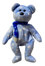 TY Beanie Baby 1999 HOLIDAY BEAR Blue w/ snowflakes Winter Christmas Decoration